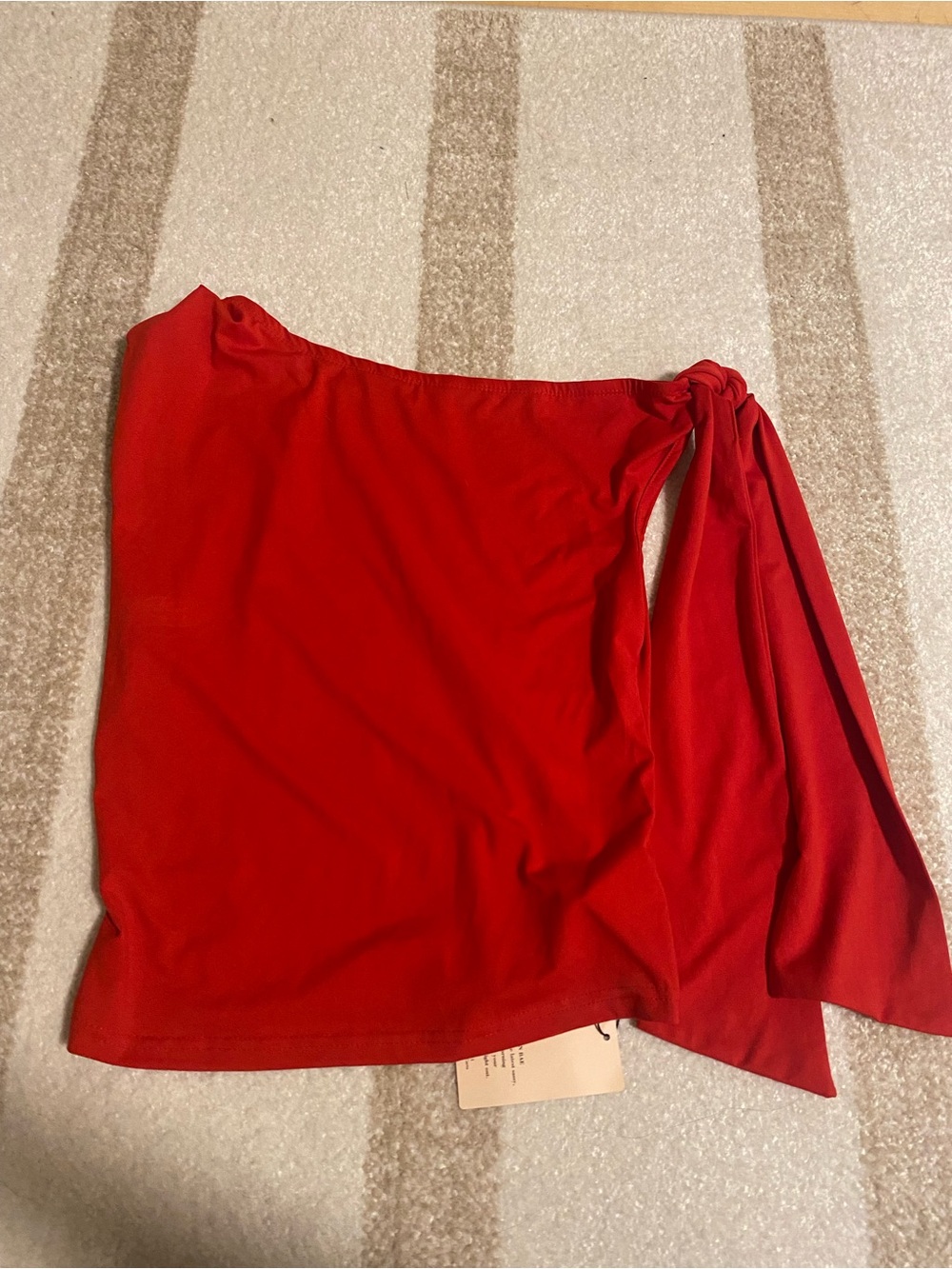 Red One-Shoulder Tie Detail Top
